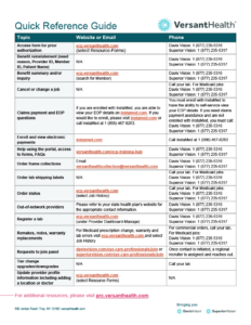 Small preview of the provider contact reference guide