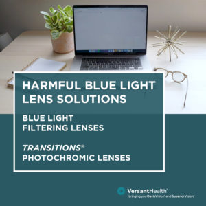 Social media ad that says harmful blue light lens solutions are available
