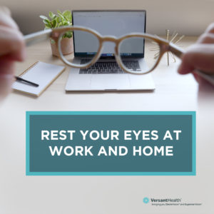 Social media ad that says rest your eyes at work and home