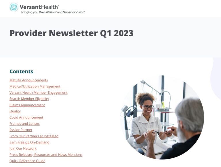 Screenshot of the Q1 2023 provider newsletter