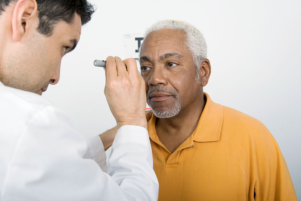 Person receiving an eye exam