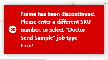 Text that reads frame has been discontinued