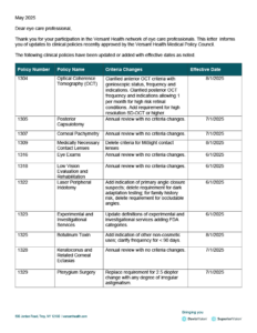 Low resolution screenshot of the Q2 2025 medical policy updates