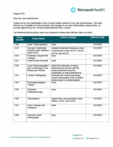 Low resolution preview of the August 2025 provider clinical medical policy updates